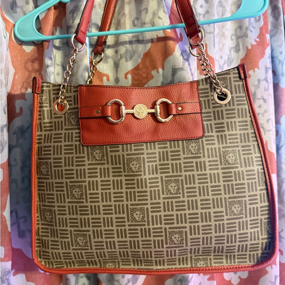 Anne Klein Lion Logo Horsebit Tote Bag